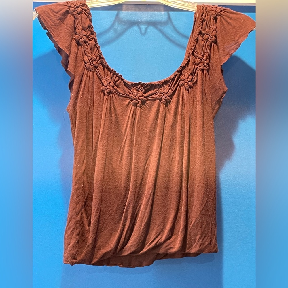 Anthropologie Bordeaux layered drapey top small